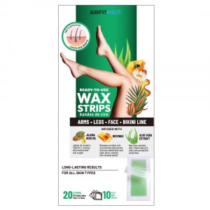 AIRFIT MEDI BODY & LEGS WAX STRIPS  - 20 STRIPS (W/ 10 POST WAX WIPES)