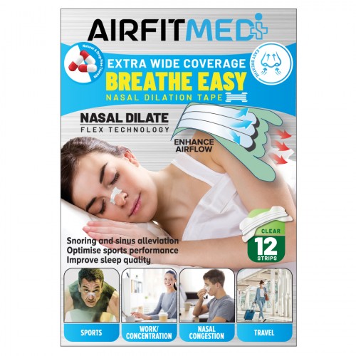 AirFIt Medi Nasal Dilation Tape Extra Wide Coverage - 12 Clear Strips