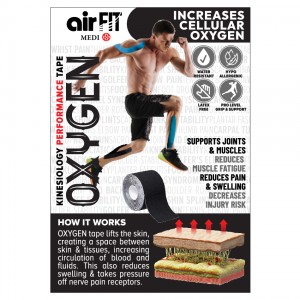 AIRFIT MEDI OXYGEN KINESIO TAPE - BLACK